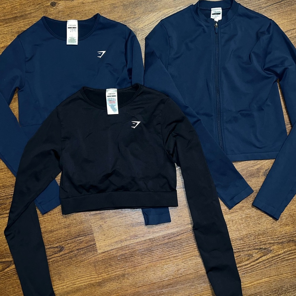 Gymshark Everyday Vital Black Long Sleeve Seamless Activewear Crop Top Size S - Picture 8 of 8